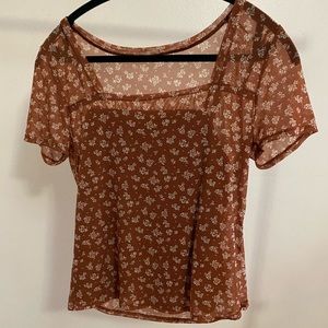 Square neck sheer top